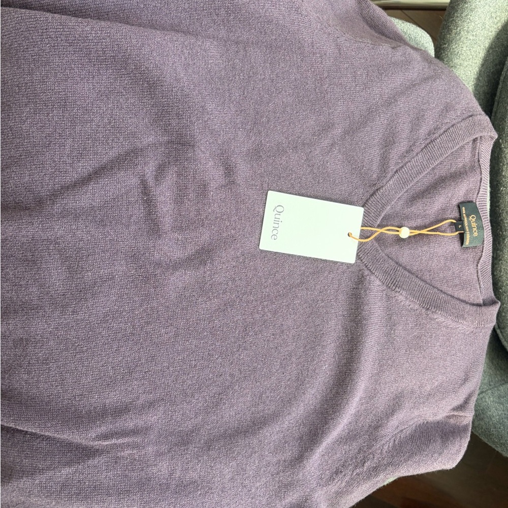 Quince Women's V-Neck Sweater in Deep Orchid Purple - Picture 2 of 4